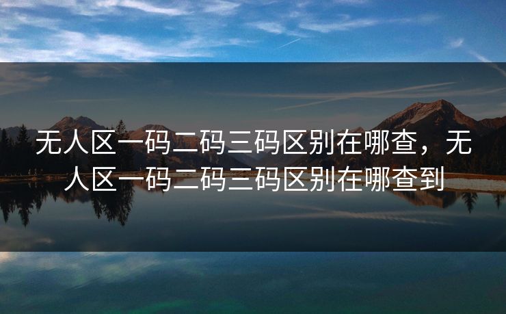 无人区一码二码三码区别在哪查，无人区一码二码三码区别在哪查到